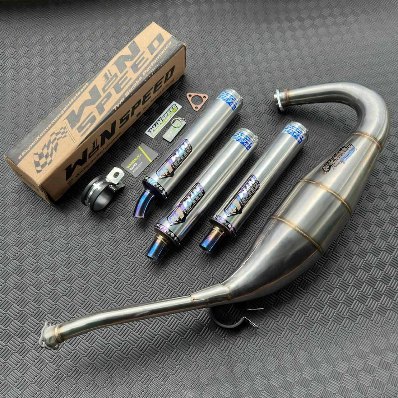 Fullsystem Silencer Polished Aluminium Logo List Stainlees Purple , Exhaust Chamber Standar, Stainless Press , KR150, KRR150, KRR150ZX, Serpico - Image 2