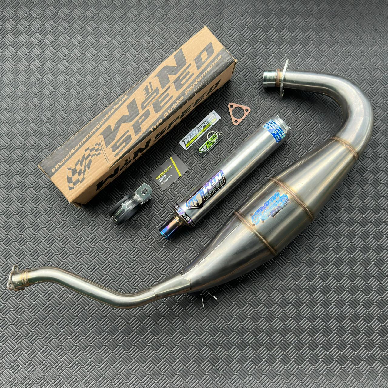 Fullsystem Silencers Polished Aluminium Logo List Stainlees Purple , Exhaust Chamber Cobra Medium, Stainless Press , KR150, KRR150, KRR150ZX, Serpico - Image 6