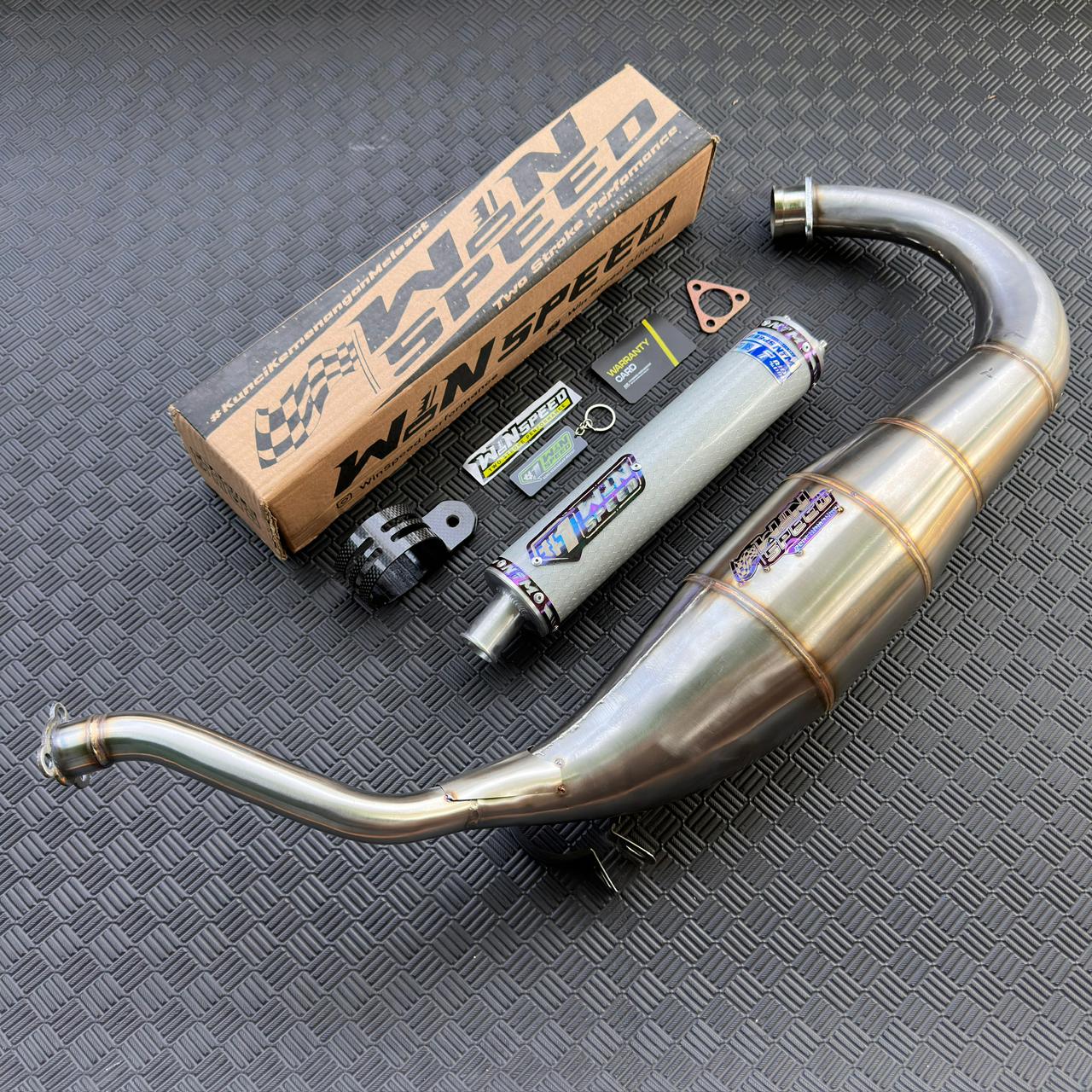 Fullsystem Silencers Carbon Hexagon Texalium Glossy , Exhaust Chamber Cobra Medium, Stainless Press , KR150, KRR150, KRR150ZX, Serpico - Image 2