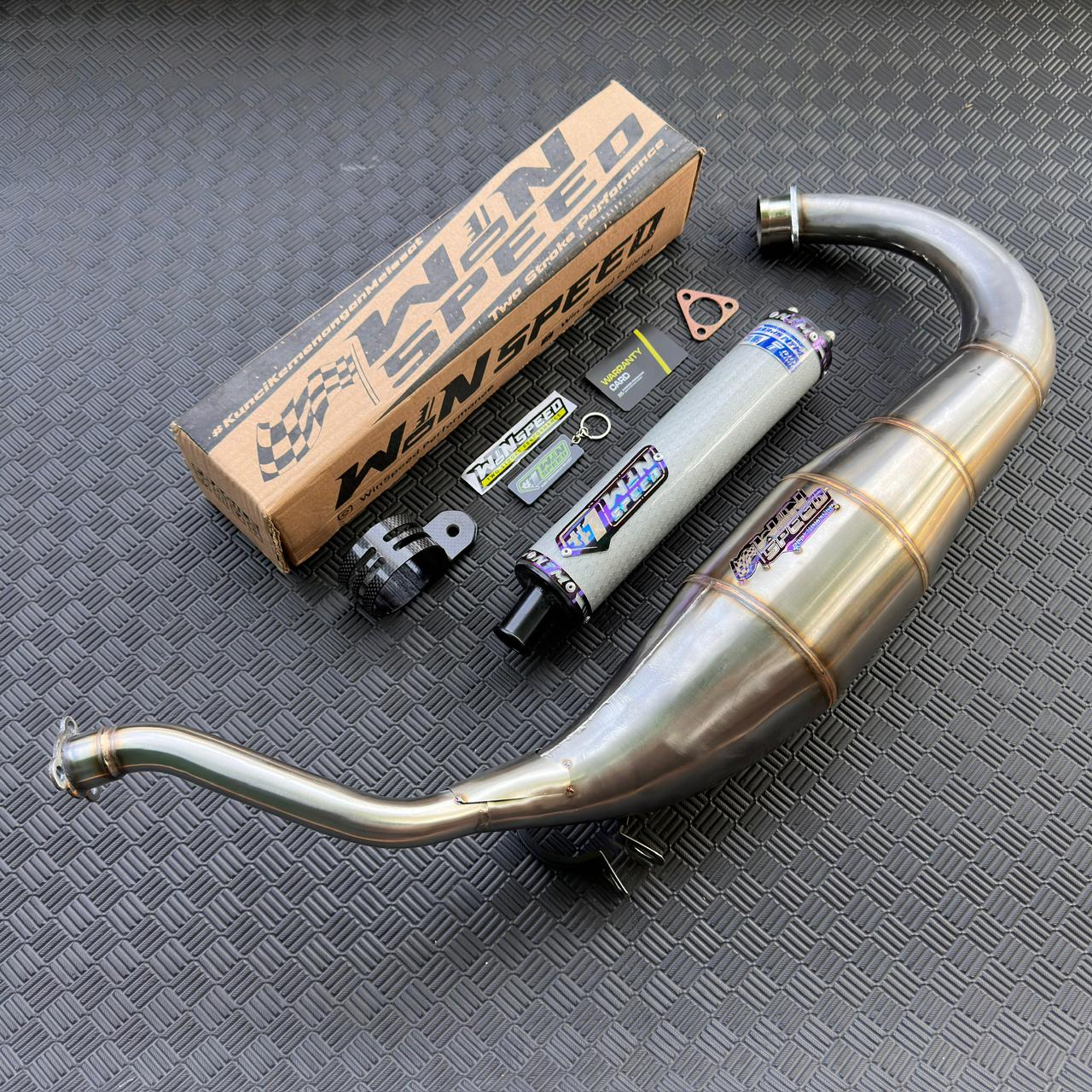 Fullsystem Silencers Carbon Hexagon Texalium Glossy , Exhaust Chamber Cobra Medium, Stainless Press , KR150, KRR150, KRR150ZX, Serpico - Image 3