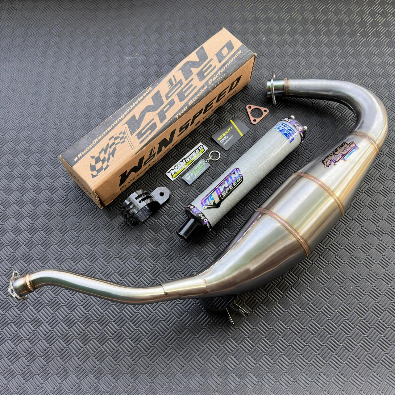 Fullsystem Silencers Carbon Hexagon Texalium Glossy , Exhaust Chamber Cobra Medium, Stainless Press , KR150, KRR150, KRR150ZX, Serpico - Image 5