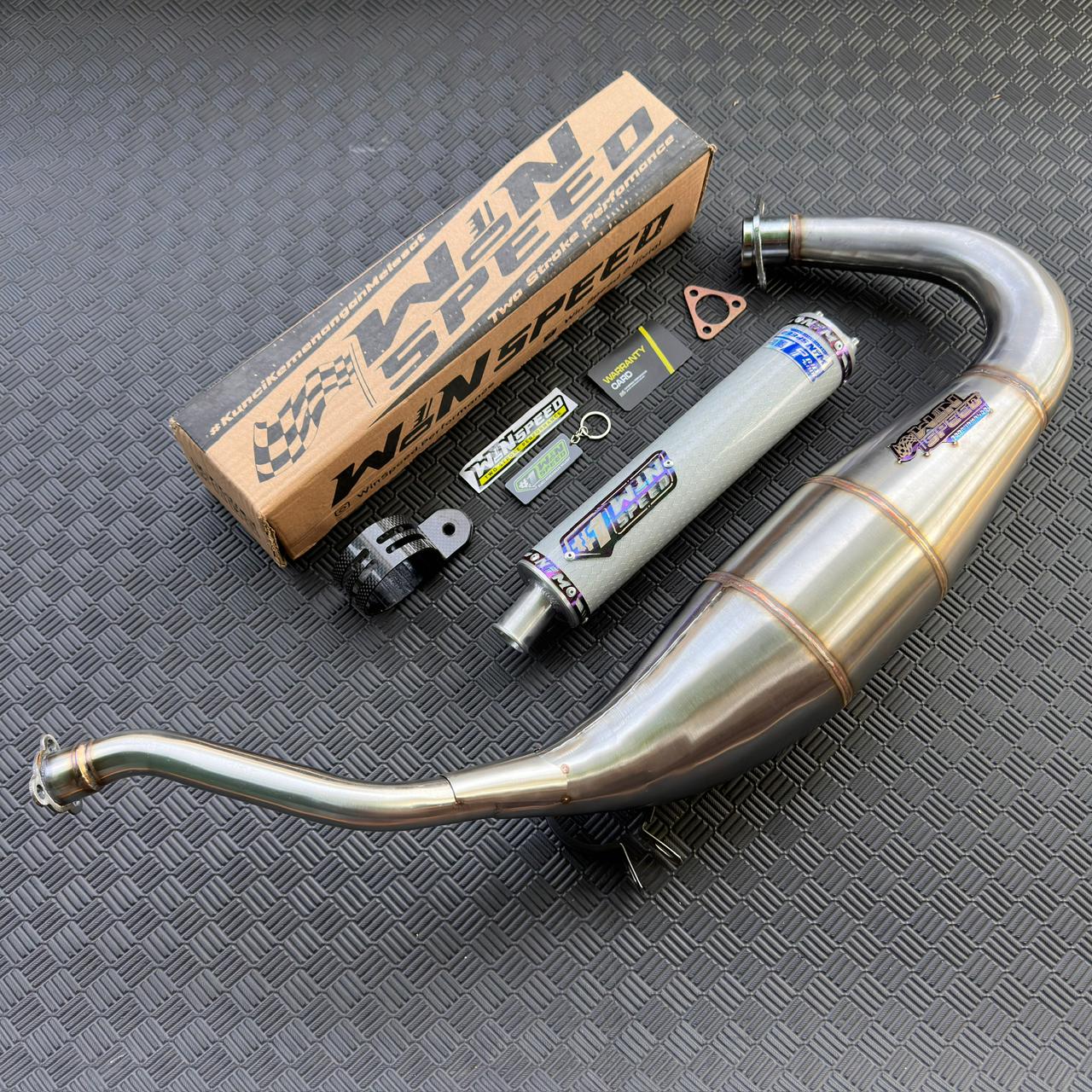Fullsystem Silencers Carbon Hexagon Texalium Glossy , Exhaust Chamber Cobra Medium, Stainless Press , KR150, KRR150, KRR150ZX, Serpico - Image 4