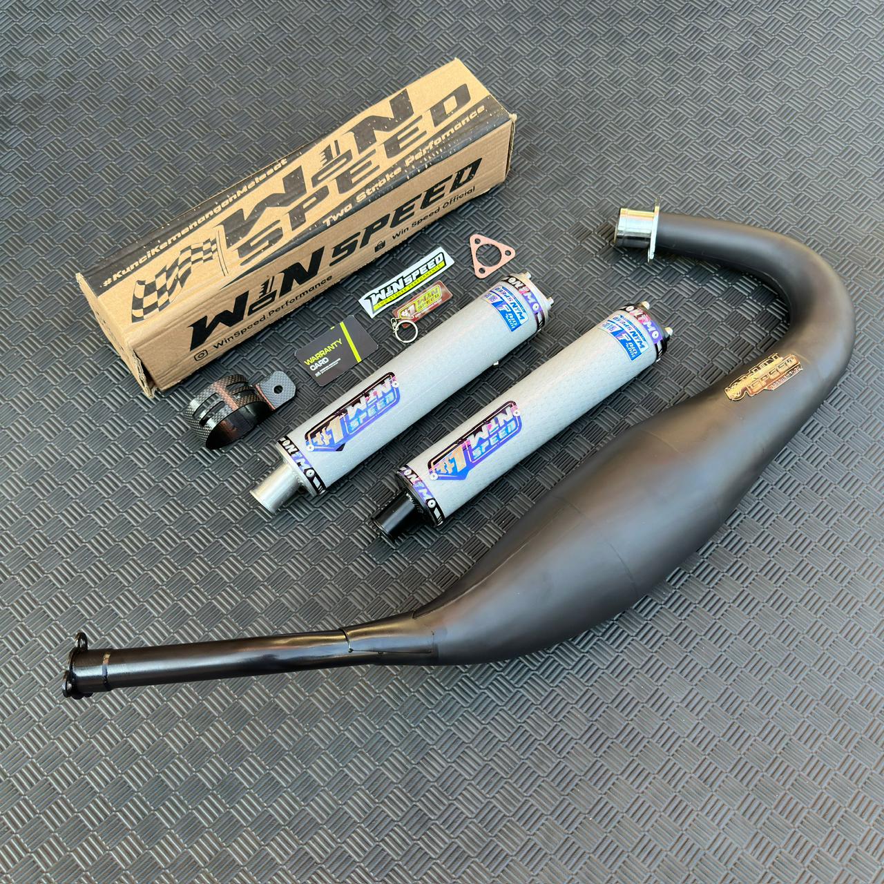 Fullsystem Silencers Carbon Hexagon Silver Texalium , Exhaust Chamber Step Standar, Clearcoated Mild Steel Black Coating, KR150, KRR150, KRR150ZX, Serpico - Image 2