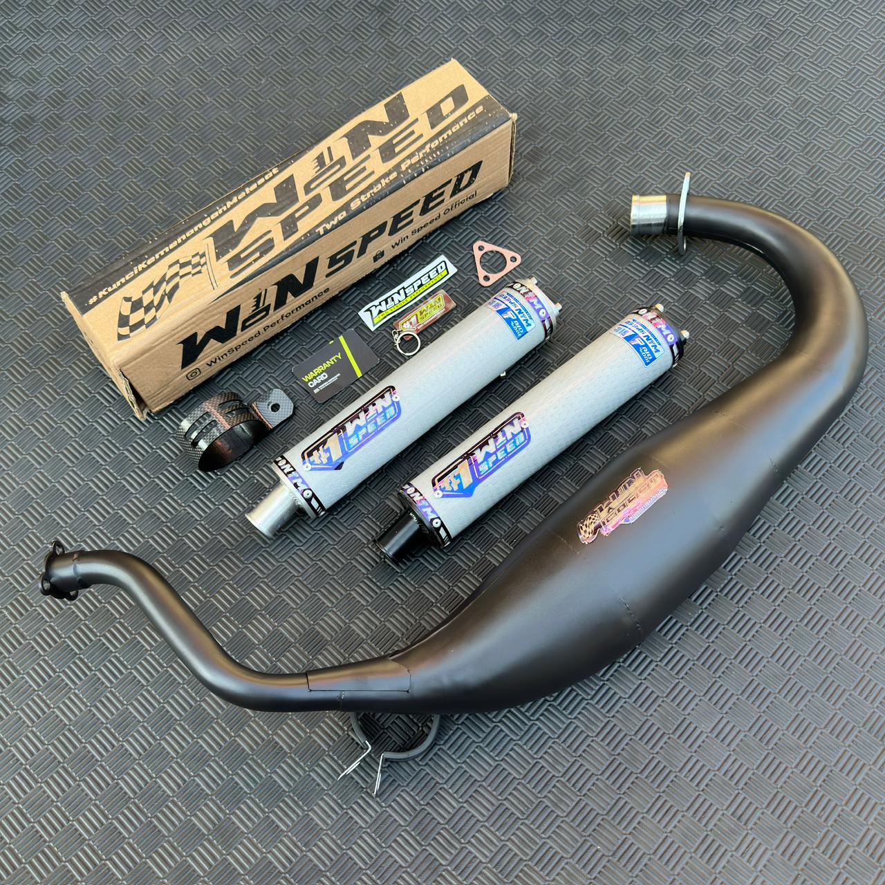 Fullsystem Silencers Carbon Hexagon Texalium , Exhaust Chamber Super Cobra, Clearcoated Mild Steel Black Coating, KR150, KRR150, KRR150ZX, Serpico - Image 2