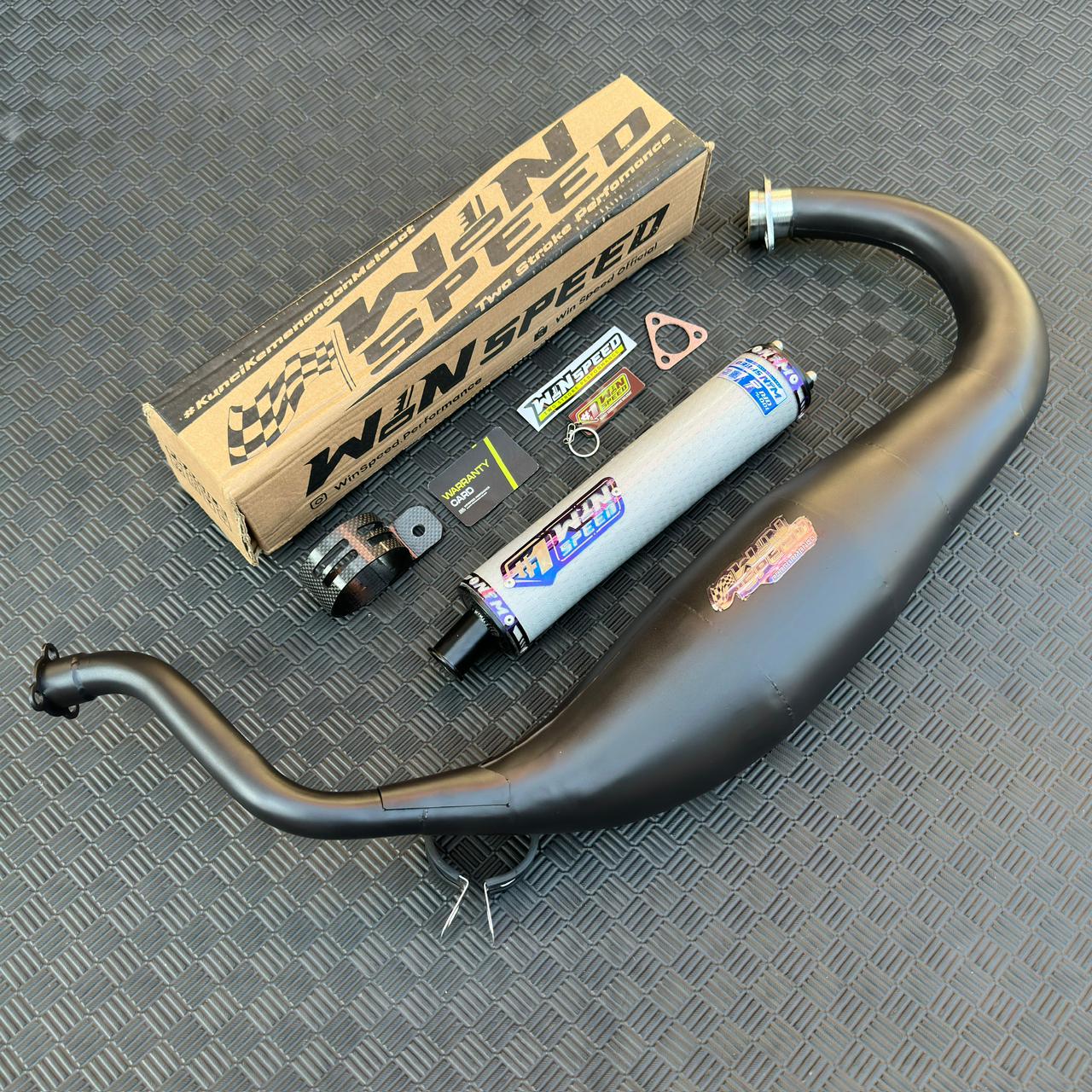 Fullsystem Silencers Carbon Hexagon Texalium , Exhaust Chamber Super Cobra, Clearcoated Mild Steel Black Coating, KR150, KRR150, KRR150ZX, Serpico - Image 3