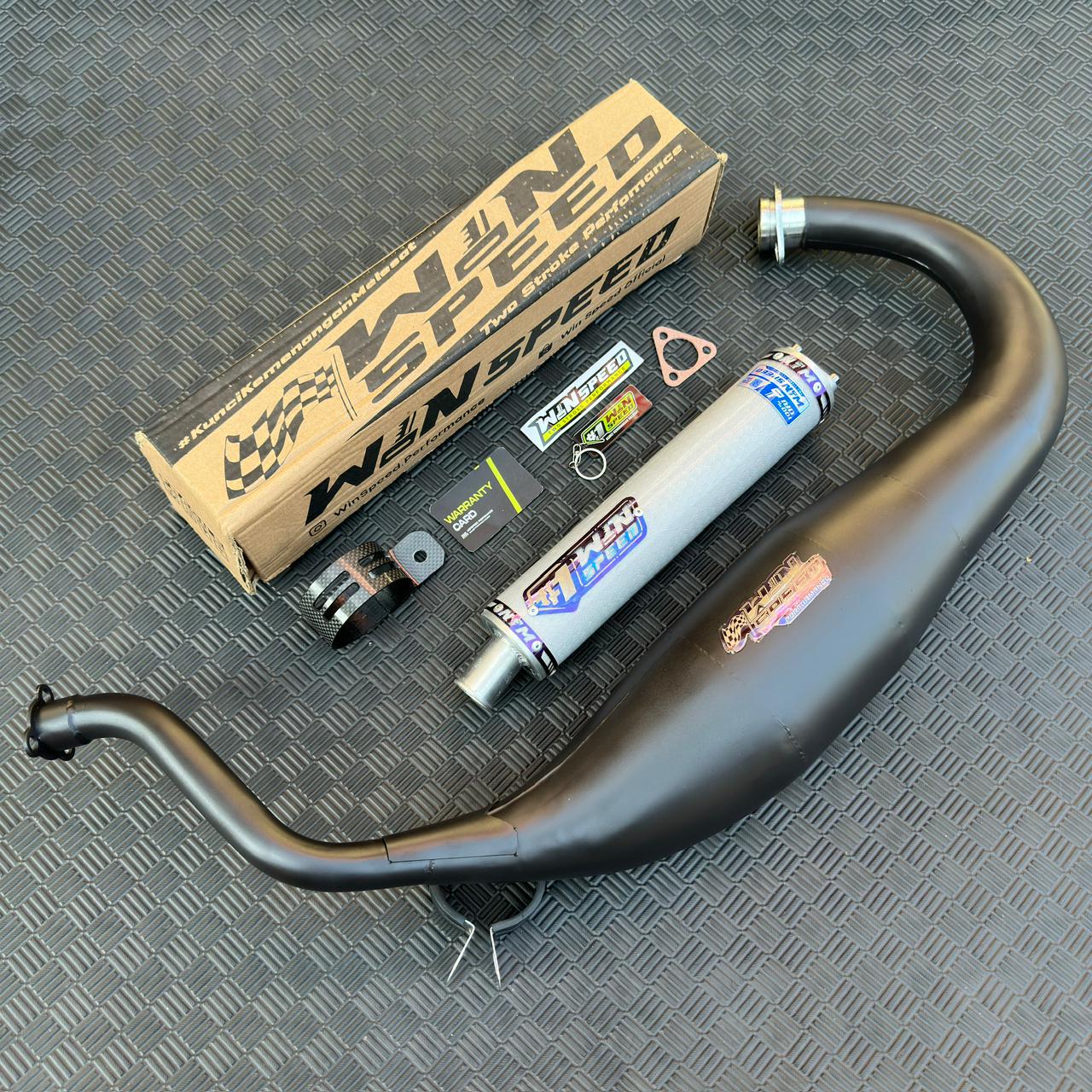 Fullsystem Silencers Carbon Hexagon Texalium , Exhaust Chamber Super Cobra, Clearcoated Mild Steel Black Coating, KR150, KRR150, KRR150ZX, Serpico - Image 4