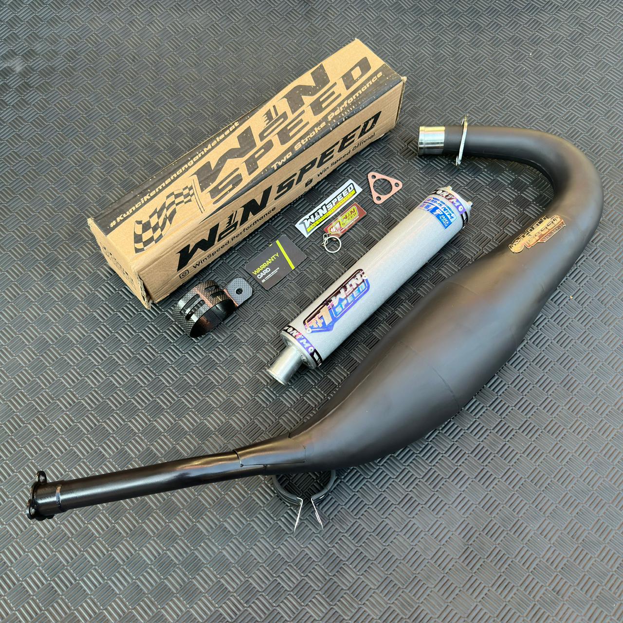 Fullsystem Silencers Carbon Hexagon Silver Texalium , Exhaust Chamber Step Standar, Clearcoated Mild Steel Black Coating, KR150, KRR150, KRR150ZX, Serpico - Image 3