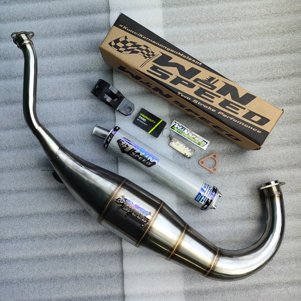 Fullsystem Silencers Carbon Hexagon Texalium Glossy , Exhaust Chamber Cobra Medium, Stainless Press , KR150, KRR150, KRR150ZX, Serpico - Image 5