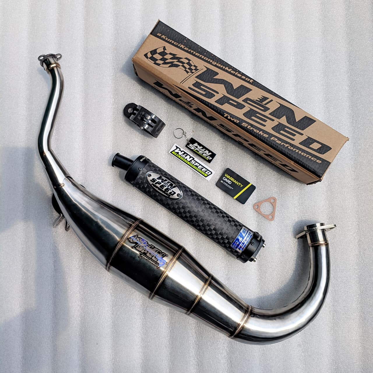 Fullsystem Silencers Carbon Spreadtow ENDCAP CNC , Exhaust Chamber Cobra Medium, Stainless Press , KR150, KRR150, KRR150ZX, Serpico - Image 5