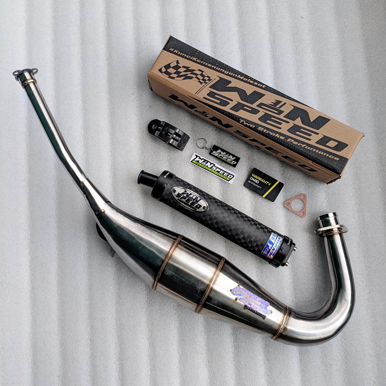 Fullsystem Silencers Carbon Spreadtow ENDCAP CNC , Exhaust Chamber Step Standar, Stainless Press , KR150, KRR150, KRR150ZX, Serpico - Image 3