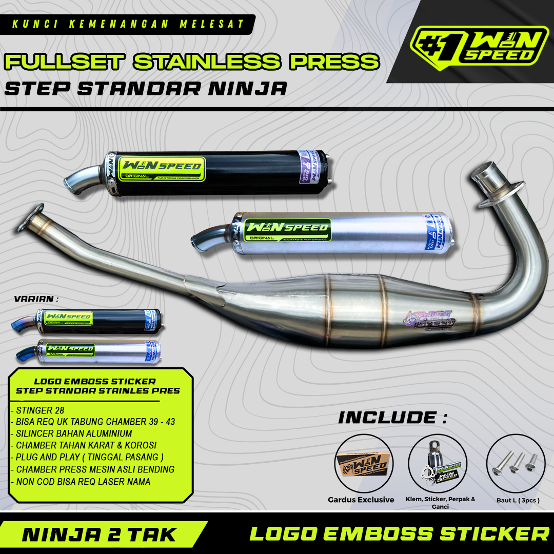 Fullsystem Silencers Alumunium Logo Sticker Emboss , Exhaust Chamber Standar, Stainless Press , KR150, KRR150, KRR150ZX, Serpico