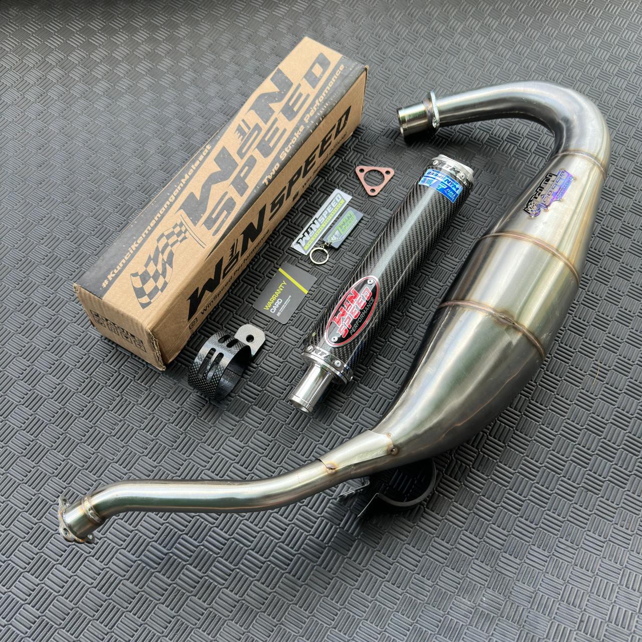 Fullsystem Silencers Carbon Twill Series , Exhaust Chamber Cobra Medium, Stainless Press , KR150, KRR150, KRR150ZX, Serpico - Image 3