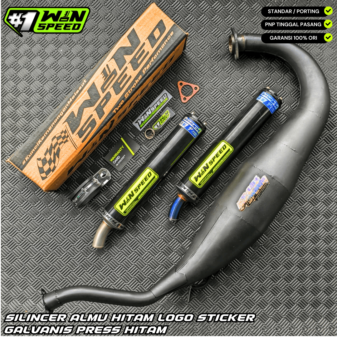 Fullsystem Silencers Aluminium Logo Sticker Emboss , Exhaust Chamber Cobra Medium, Clearcoated Mild Steel Black Coating, KR150, KRR150, KRR150ZX, Serpico