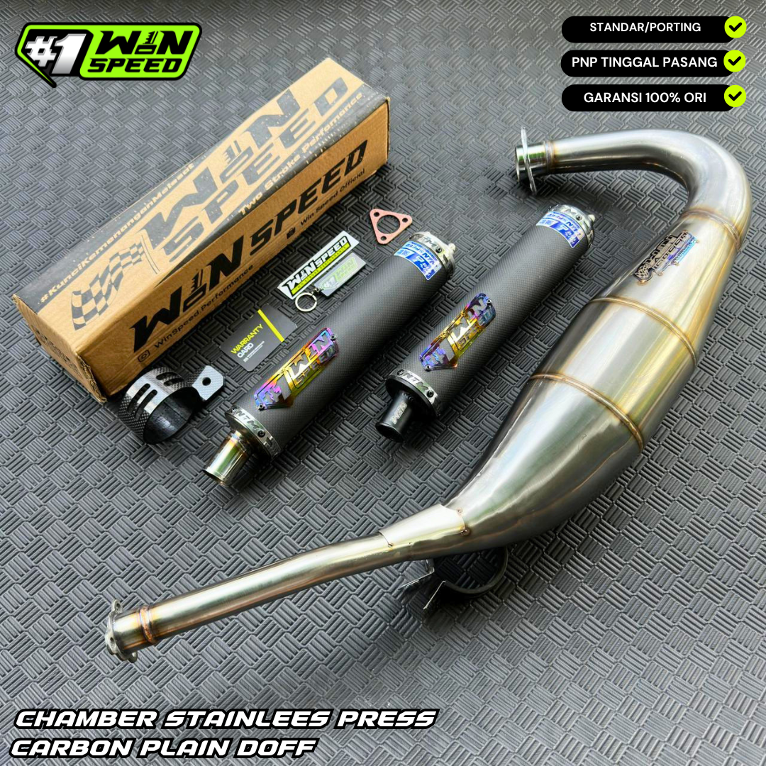 Fullsystem Silencers Carbon Plain Doff , Exhaust Chamber Standar Stainless Press , KR150, KRR150, KRR150ZX, Serpico