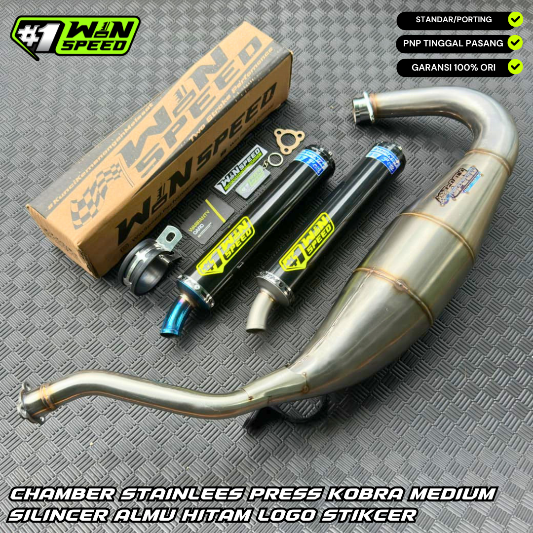 Fullsystem Silencers Aluminium Logo Sticker Emboss , Exhaust Chamber Cobra Medium, Stainless Press , KR150, KRR150, KRR150ZX, Serpico