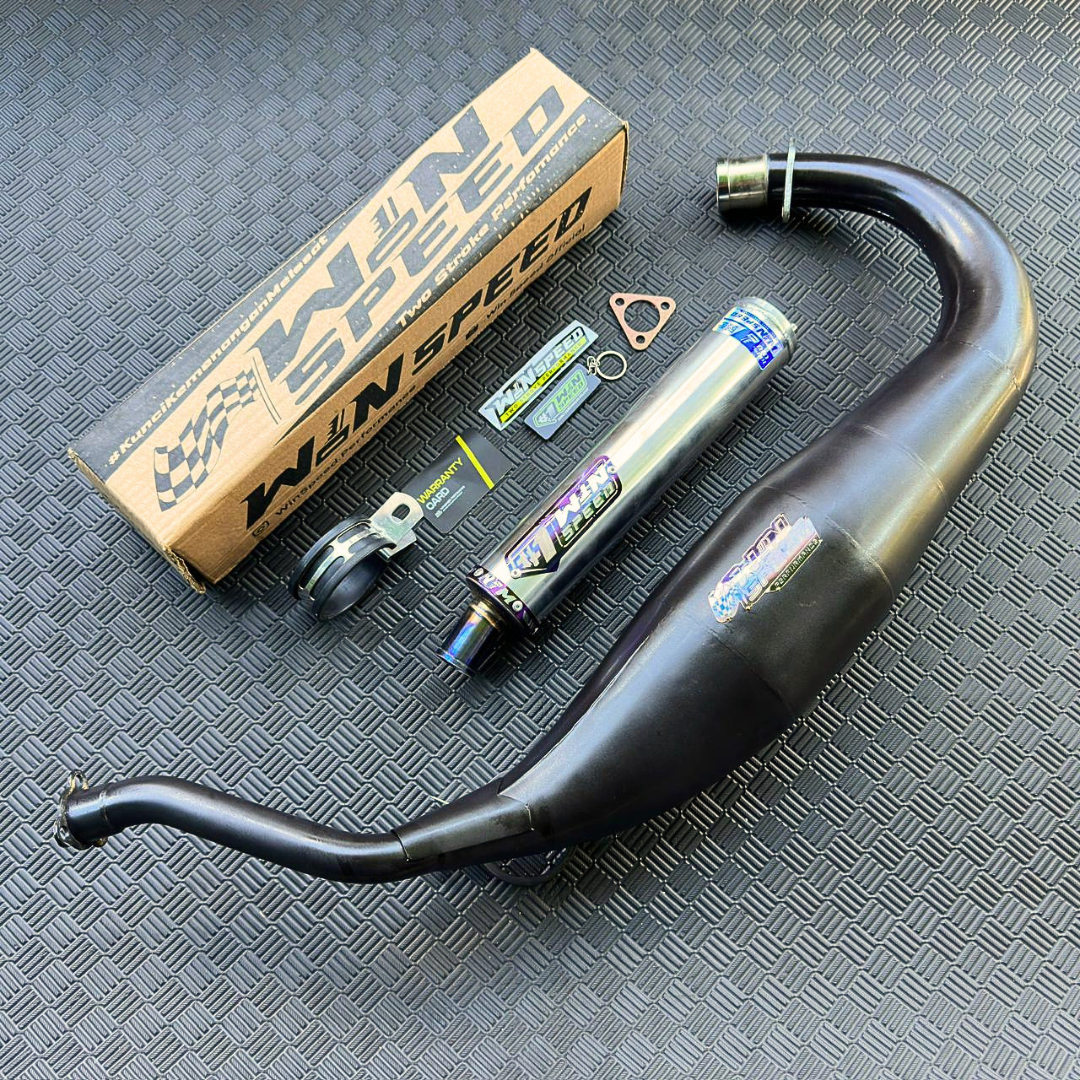 Fullsystem Silencer Aluminium Logo List Stainless Purple , Exhaust Chamber Cobra Medium, Clearcoated Mild Steel Black Coating, KR150, KRR150, KRR150ZX, Serpico - Image 7