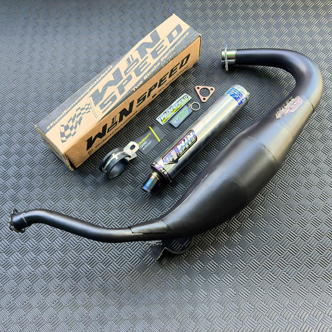 Fullsystem Silencer Aluminium Logo List Stainless Purple , Exhaust Chamber Cobra Medium, Clearcoated Mild Steel Black Coating, KR150, KRR150, KRR150ZX, Serpico - Image 4