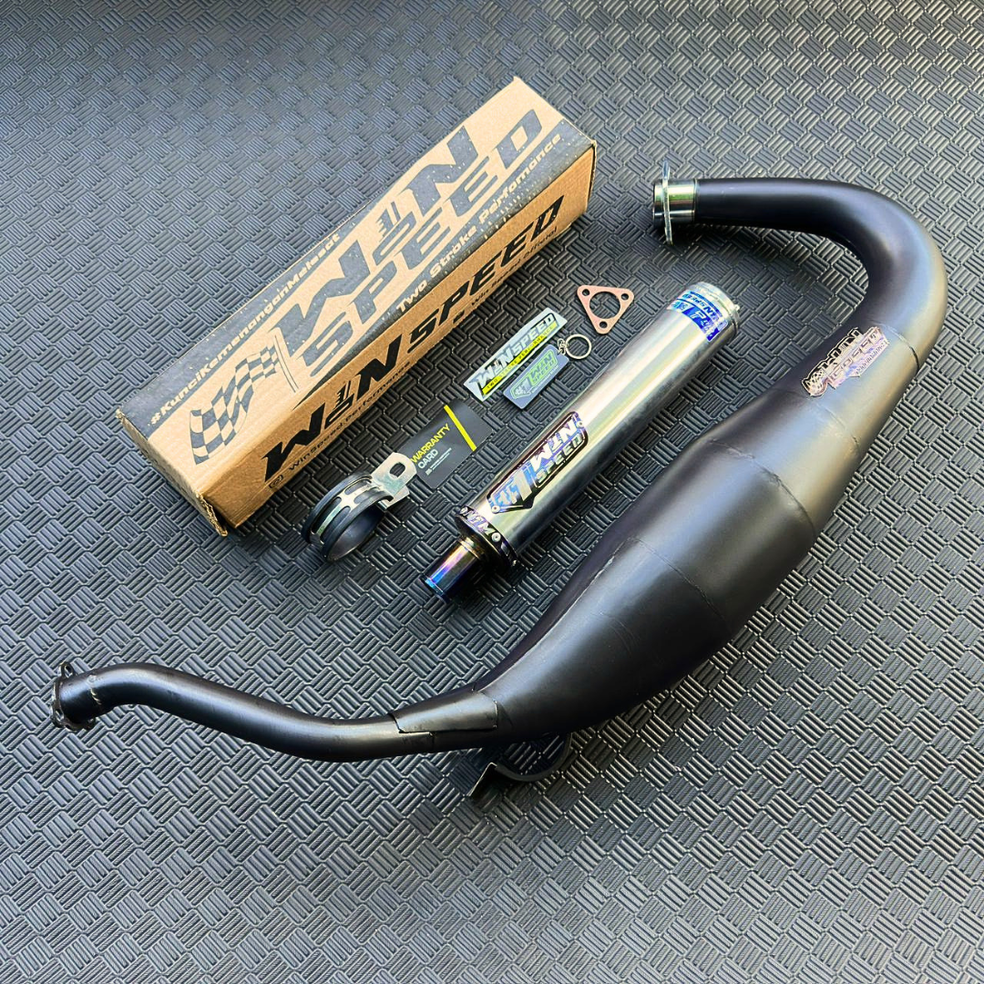 Fullsystem Silencer Aluminium Logo List Stainless Purple , Exhaust Chamber Cobra Medium, Clearcoated Mild Steel Black Coating, KR150, KRR150, KRR150ZX, Serpico - Image 6