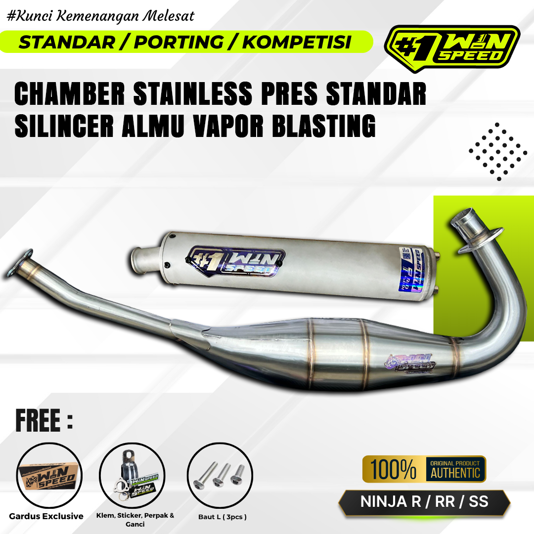 Fullsystem Silencer Aluminium Vapor Blasting , Exhaust Chamber Standar, Stainless Press , KR150, KRR150, KRR150ZX, Serpico