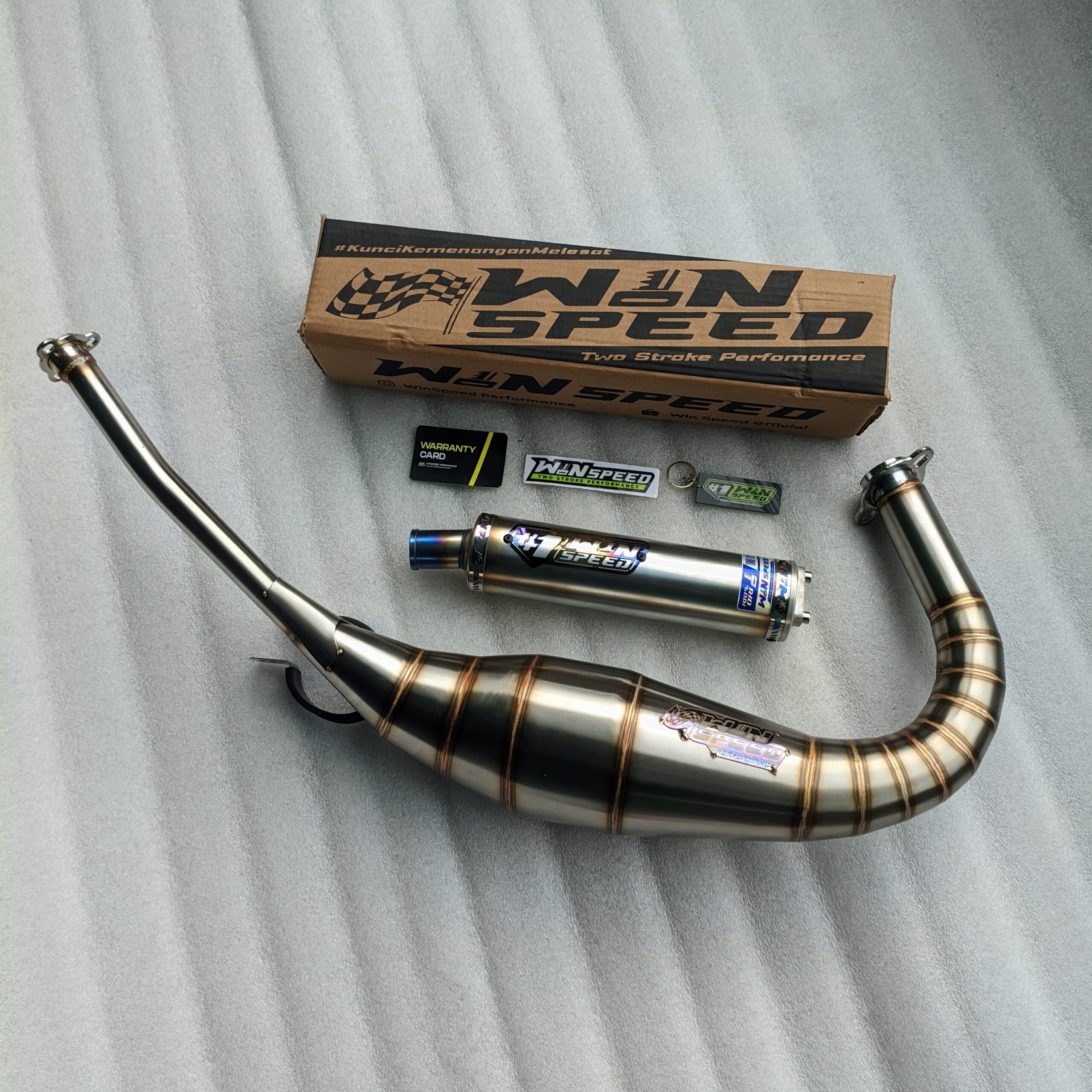 Fullsystem Silencer Stainless Half Blue , Exhaust Chamber Stainless Repsol undercarriage model , YAMAHA RXZ | RZR