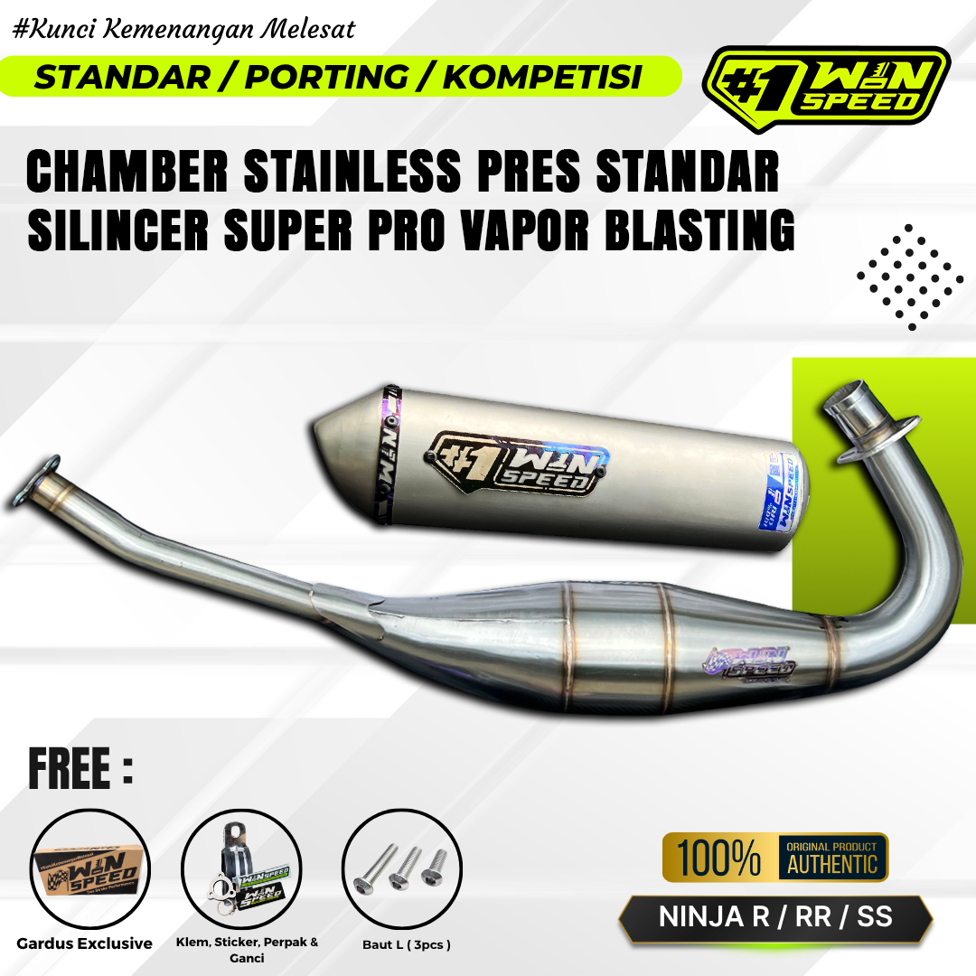 Fullsystem Silencer Stainless Vapor Blasting , Exhaust Chamber Standar, Stainless Press , KR150, KRR150, KRR150ZX, Serpico