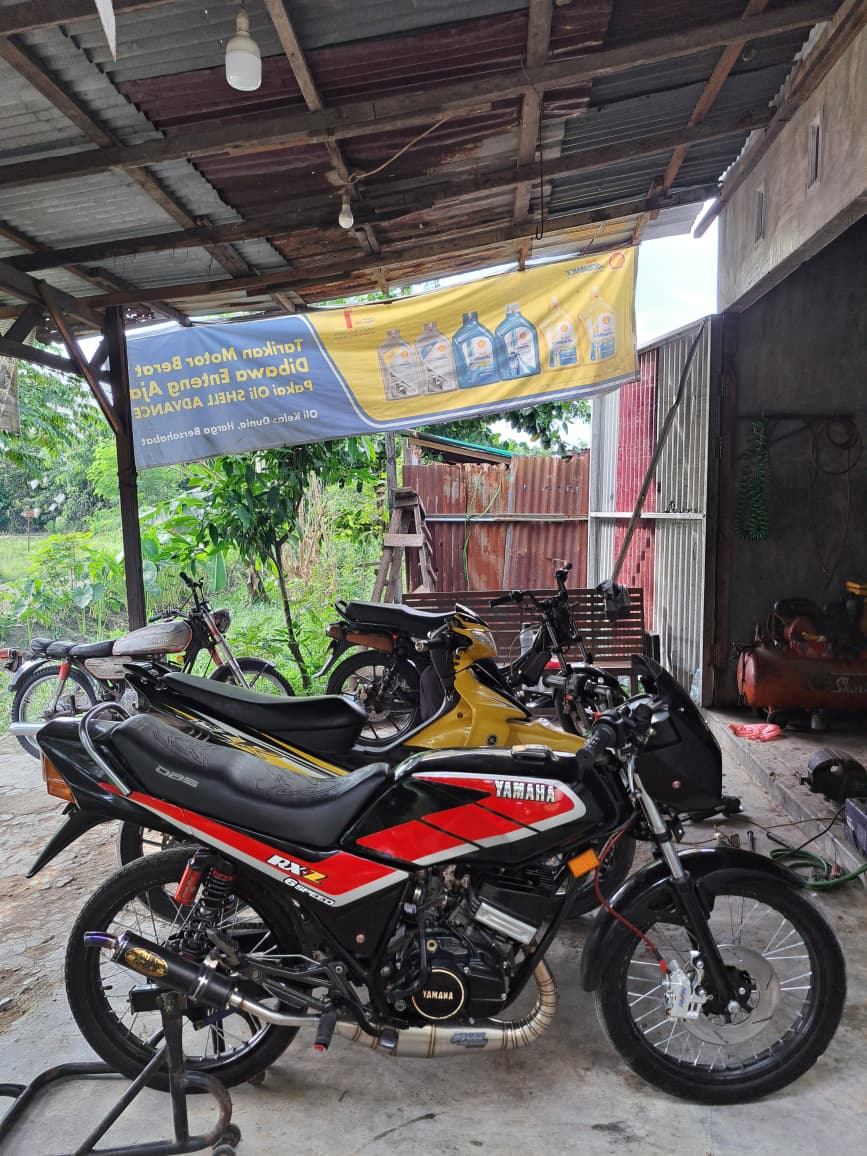Fullsystem Silencer Aluminium Black Coating Logo Gold, Exhaust Chamber Stainless Repsol undercarriage model , YAMAHA RXZ | RZR - Image 6