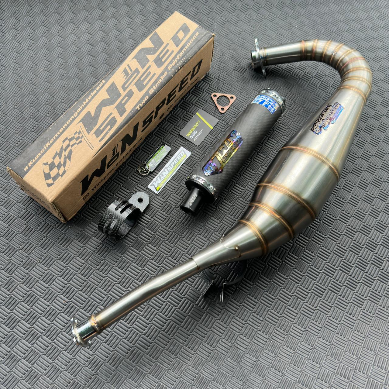 Fullsystem Silencer Carbon Plain Doff & Spreadtow, Exhaust Chamber Stainless Repsol undercarriage model , YAMAHA RXZ | RZR - Image 4