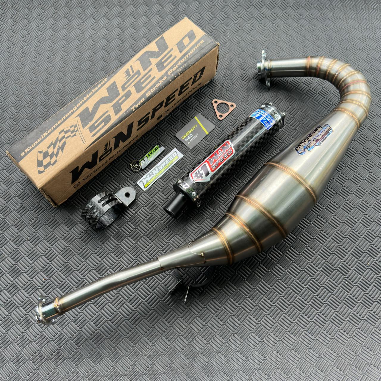 Fullsystem Silencer Carbon Plain Doff & Spreadtow, Exhaust Chamber Stainless Repsol undercarriage model , YAMAHA RXZ | RZR - Image 5