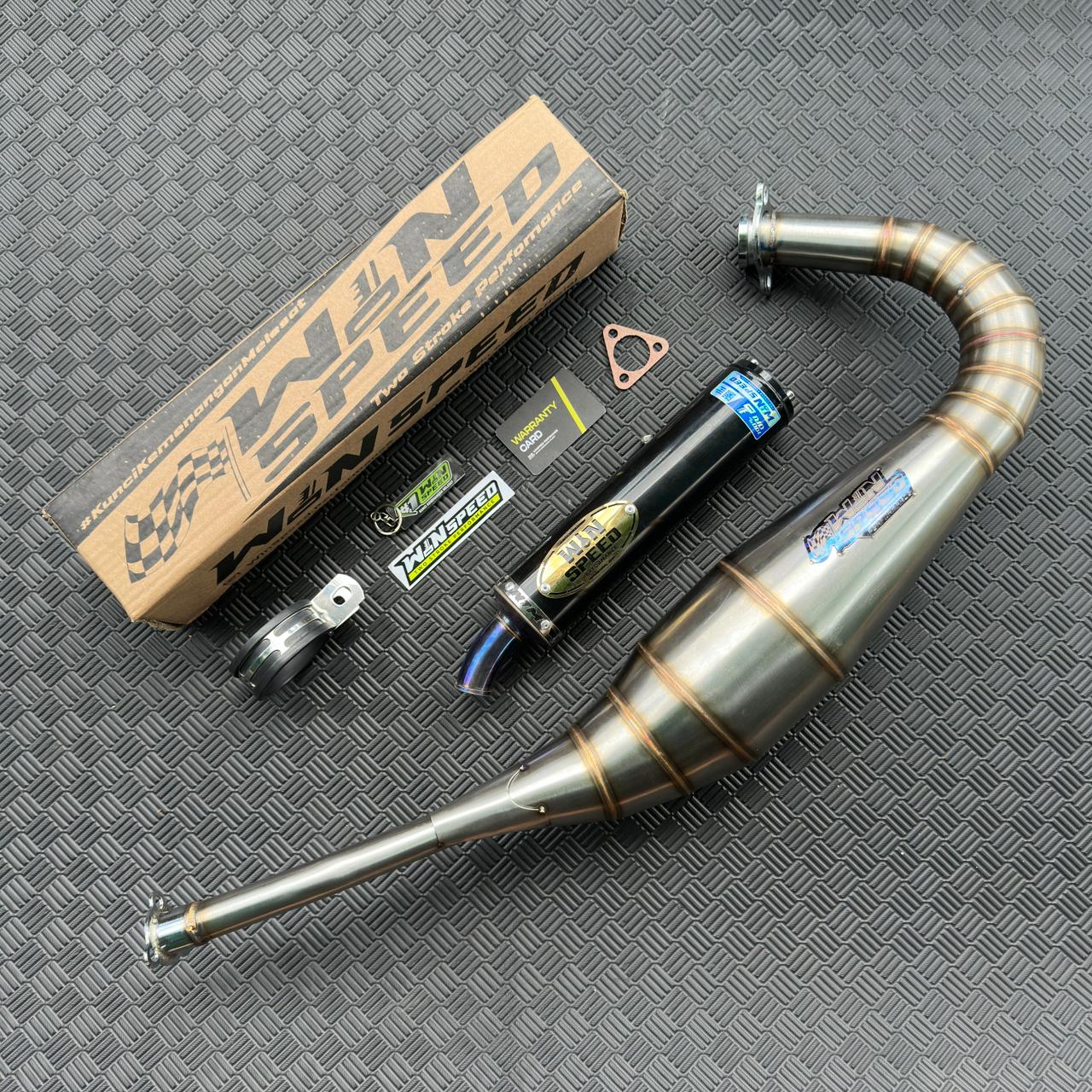 Fullsystem Silencer Aluminium Black Coating Logo Gold, Exhaust Chamber Stainless Repsol undercarriage model , YAMAHA RXZ | RZR - Image 4