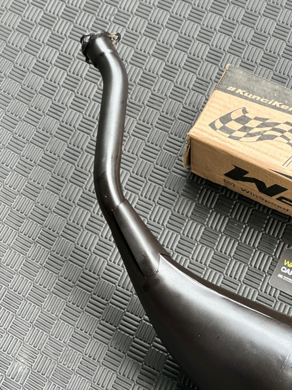 Set, Exhaust Chamber Semi Cobra, Clearcoated mild steel black coating , KR150, KRR150, KRR150ZX, Serpico - Image 4