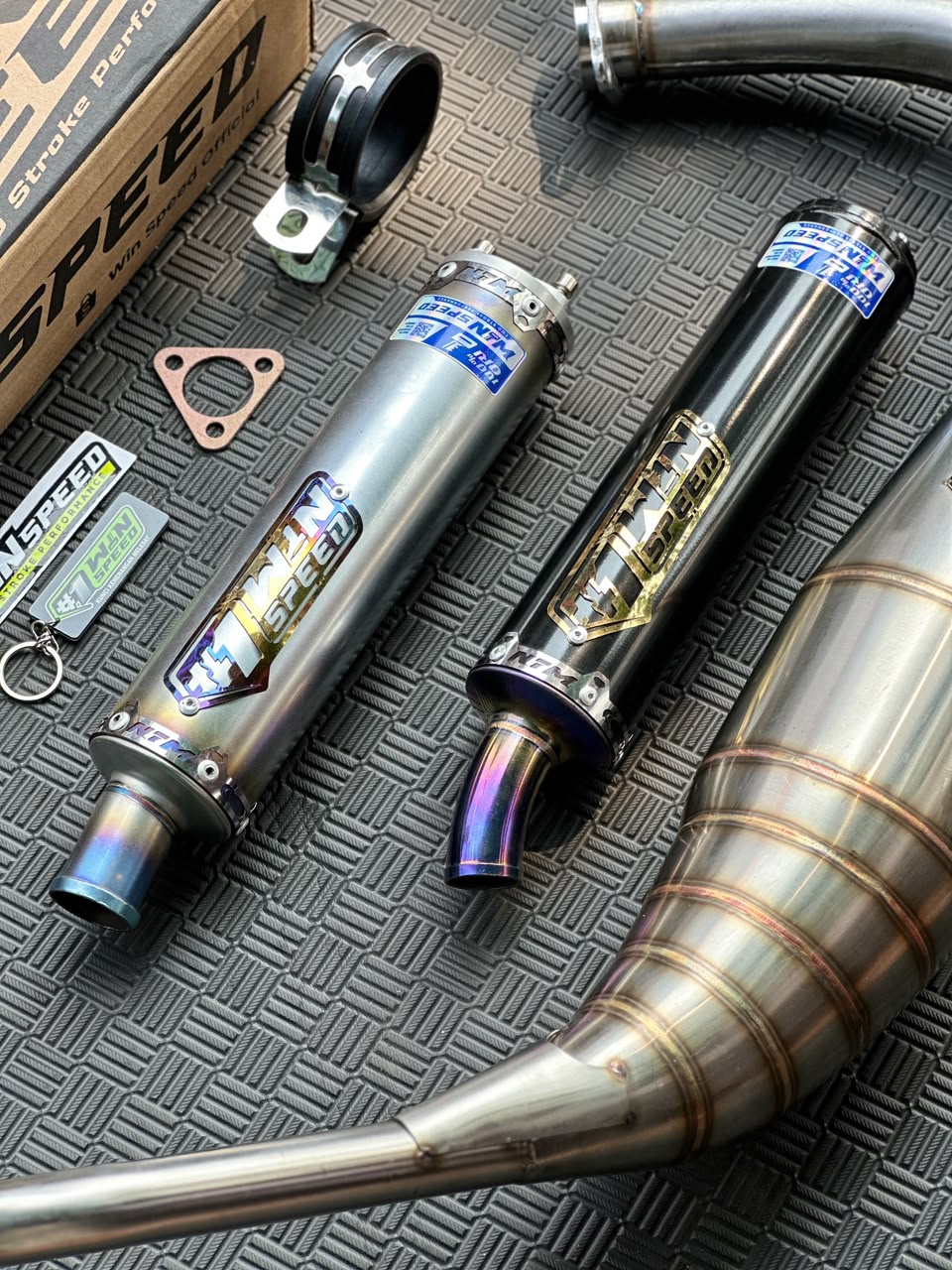 Fullsystem Silencer Stainless Half Blue & Almu Black Coating , Exhaust Chamber Stainless Repsol undercarriage model , YAMAHA RX KING | RX S | RXT - Image 2