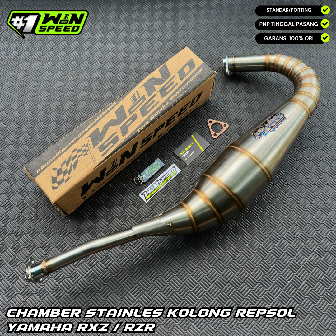 Set, Exhaust Chamber REPSOL UNDERWEAR MODEL, Stainless Stinger Bending , YAMAHA RXZ RZR