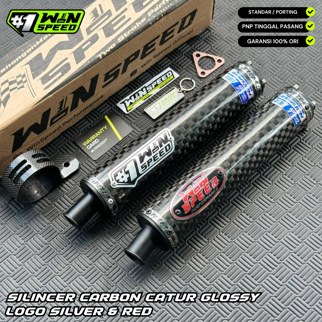 SILINCER CARBON SPREADTOW GLOSSY LOGO EMBLEM RED & BLACK GREY WINSPEED
