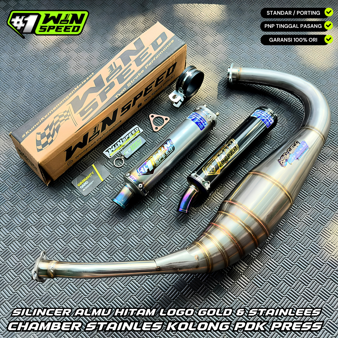 Fullsystem Silencer Stainless Half Blue & Almu Black Coating , Exhaust Chamber Stainless Repsol undercarriage model , YAMAHA RX KING | RX S | RXT