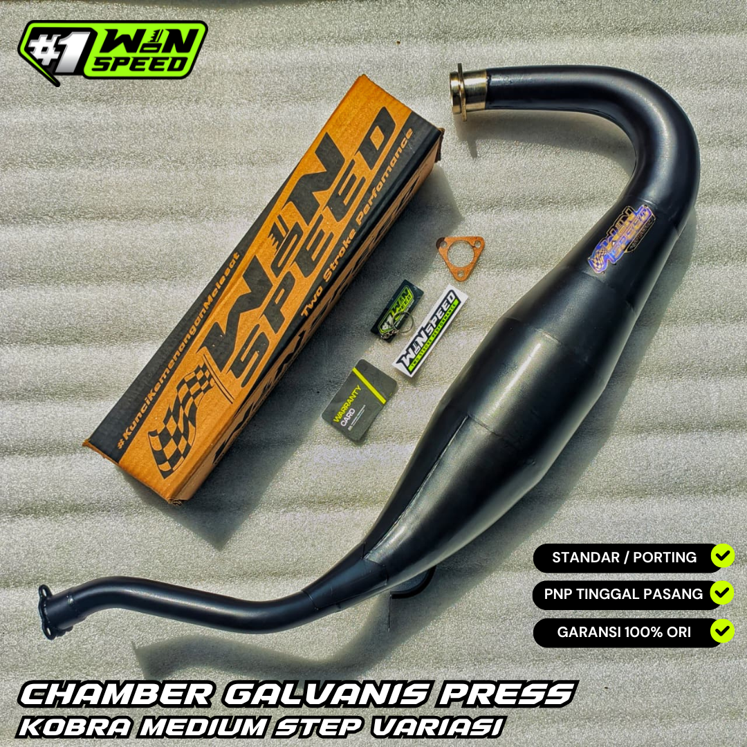 Set, Exhaust Chamber Semi Cobra, Clearcoated mild steel black coating , KR150, KRR150, KRR150ZX, Serpico