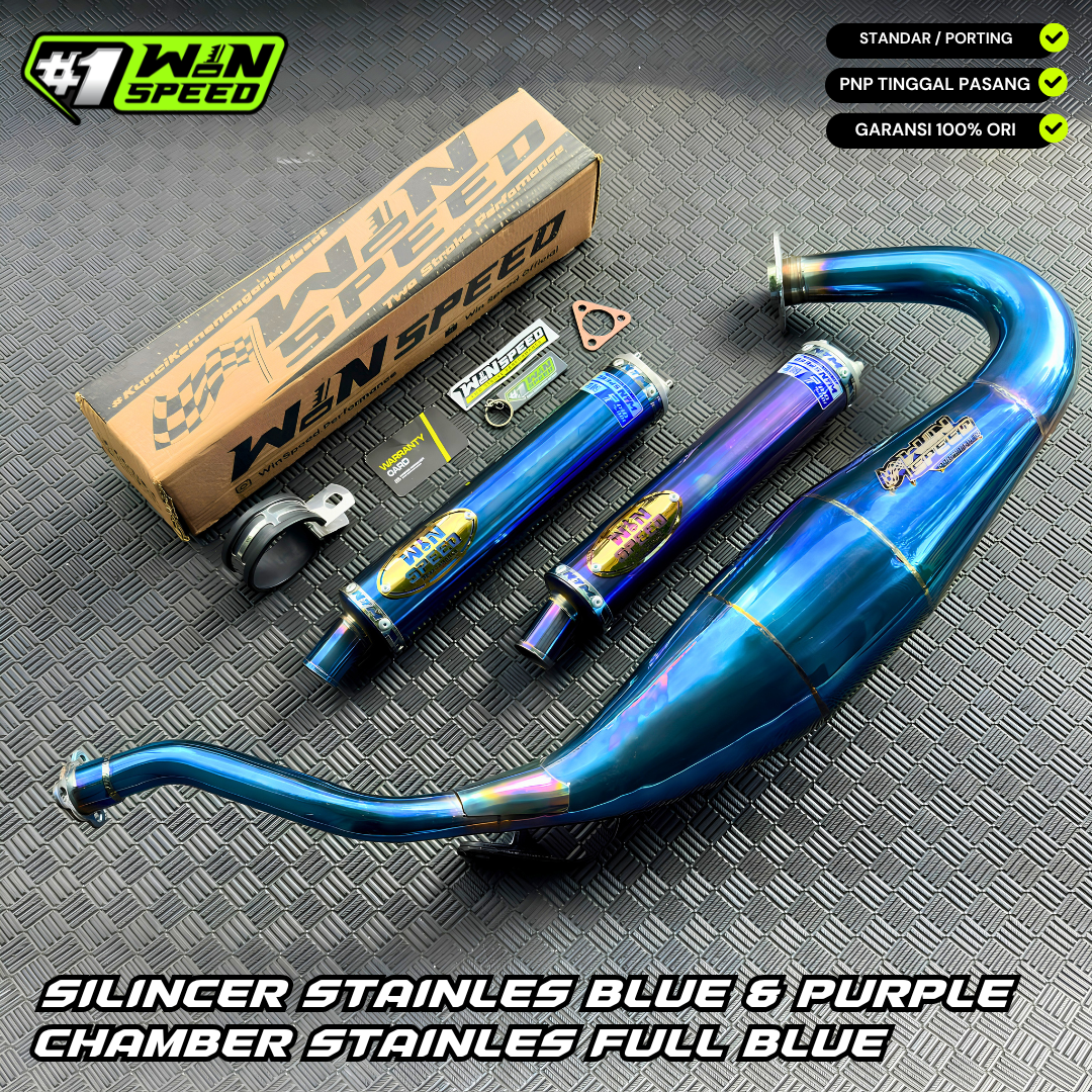 Fullsystem Silencers Stainless Full Blue Gold, Exhaust Chamber Standar/Cobra/Super Cobra, Stainless Press Full Blue , KR150, KRR150, KRR150ZX, Serpico