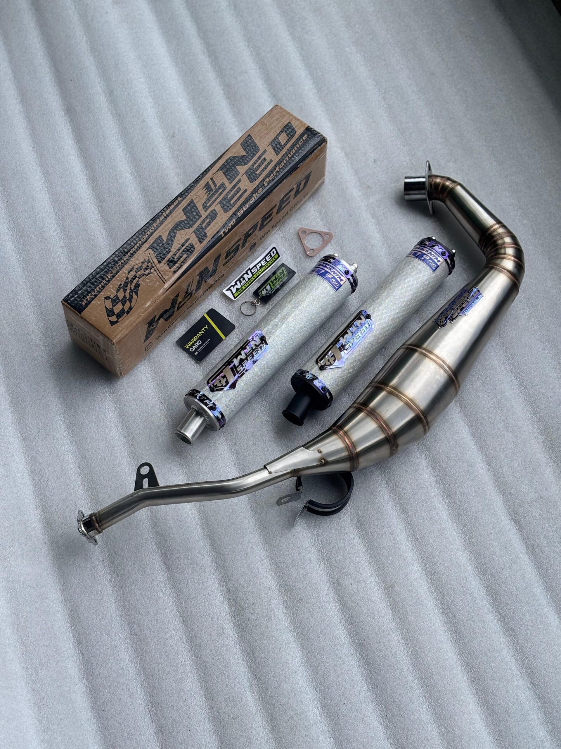 Fullsystem Silencers Carbon Hexagon Silver Glossy , Exhaust Chamber Stainless Cobra Underpass , Satria 2tak Hiu/Lumba/RGV/RGX