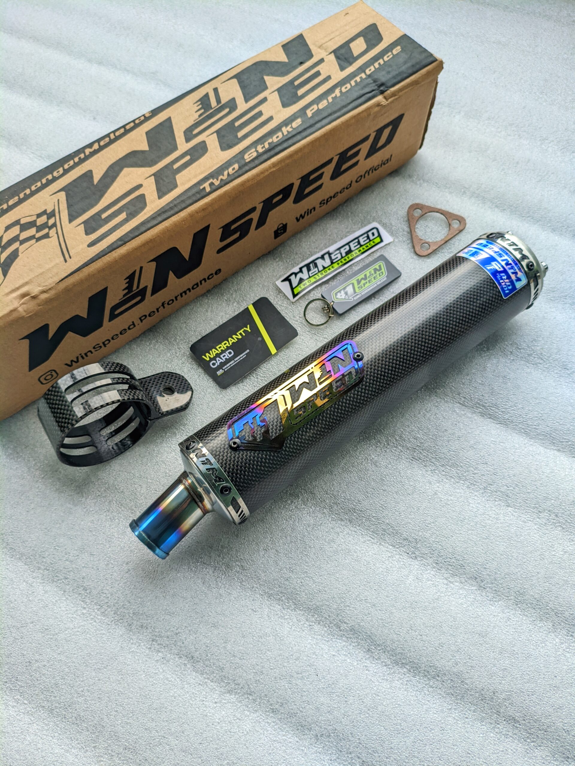 SILINCER CARBON PLAIN GLOSSY LOGO STAINLES BLUE GOLD ORIGINAL WINSPEED