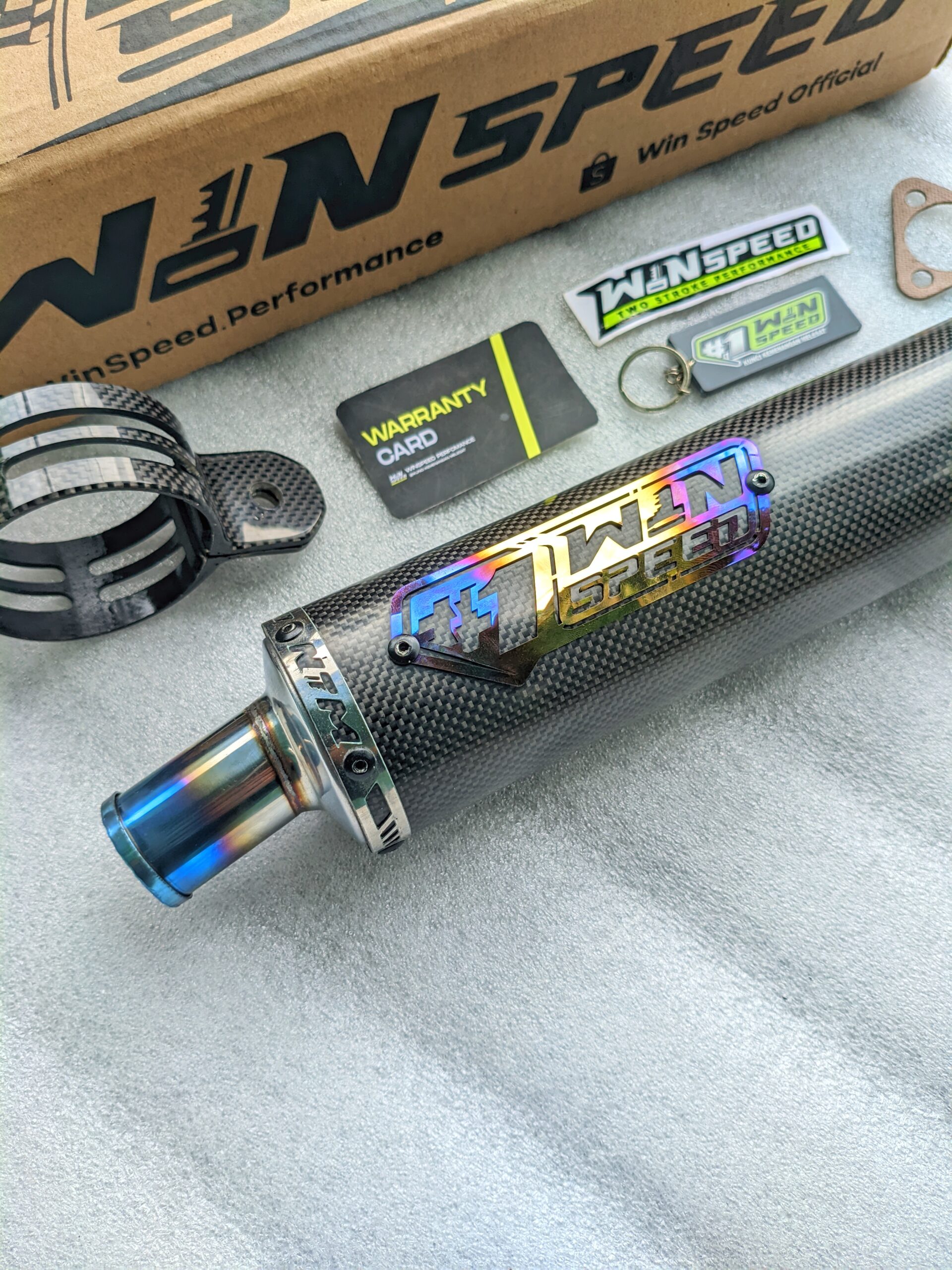 SILINCER CARBON PLAIN GLOSSY LOGO STAINLES BLUE GOLD ORIGINAL WINSPEED - Image 2