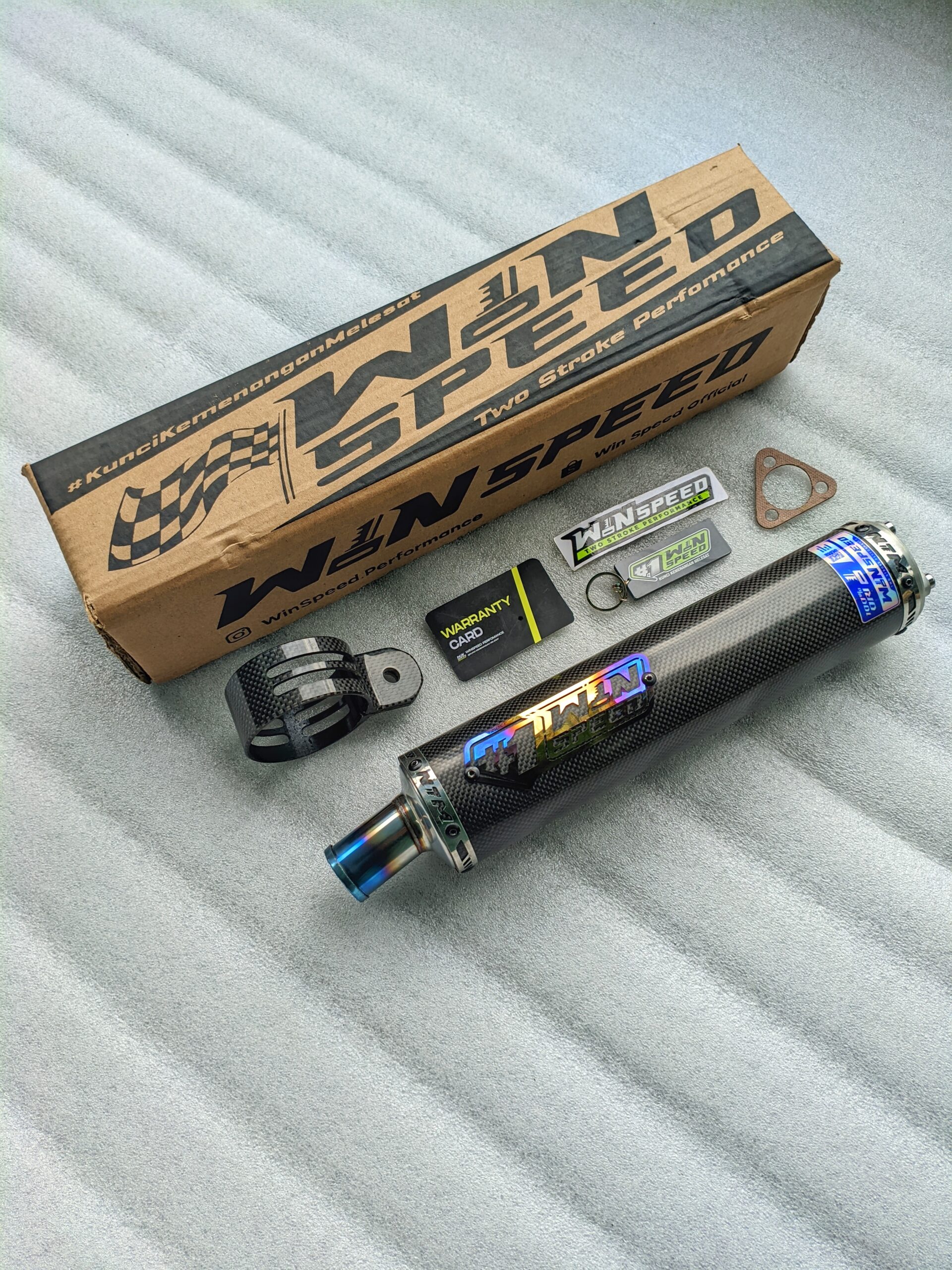 SILINCER CARBON PLAIN GLOSSY LOGO STAINLES BLUE GOLD ORIGINAL WINSPEED - Image 3