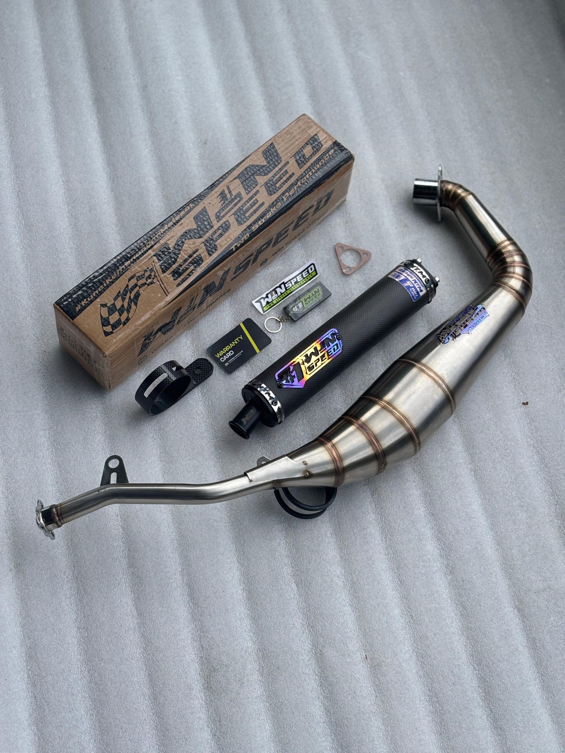 Fullsystem Silencers Carbon Plain Glossy & Plain Doff , Exhaust Chamber Stainless Cobra Underpass , Satria 2tak Hiu/Lumba/RGV/RGX - Image 2