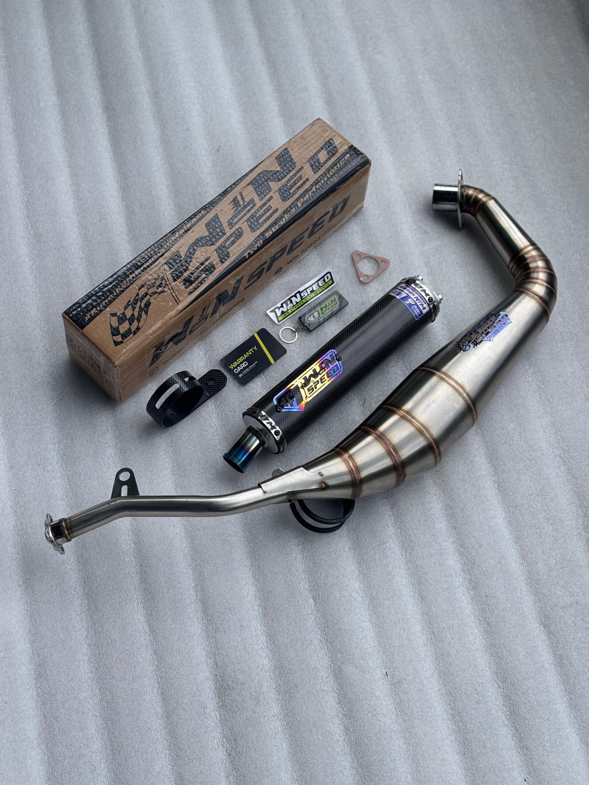 Fullsystem Silencers Carbon Plain Glossy & Plain Doff , Exhaust Chamber Stainless Cobra Underpass , Satria 2tak Hiu/Lumba/RGV/RGX - Image 3