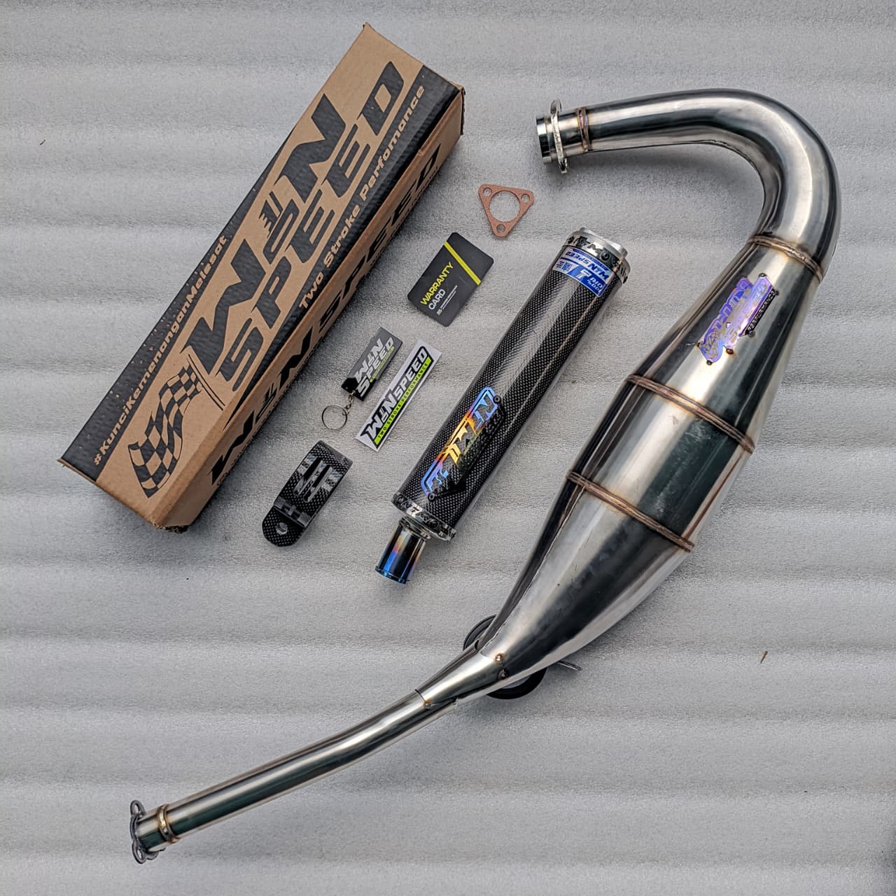 Fullsystem Silencers Carbon Plain Glossy , Exhaust Chamber Step Standar, Stainless Press , KR150, KRR150, KRR150ZX, Serpico