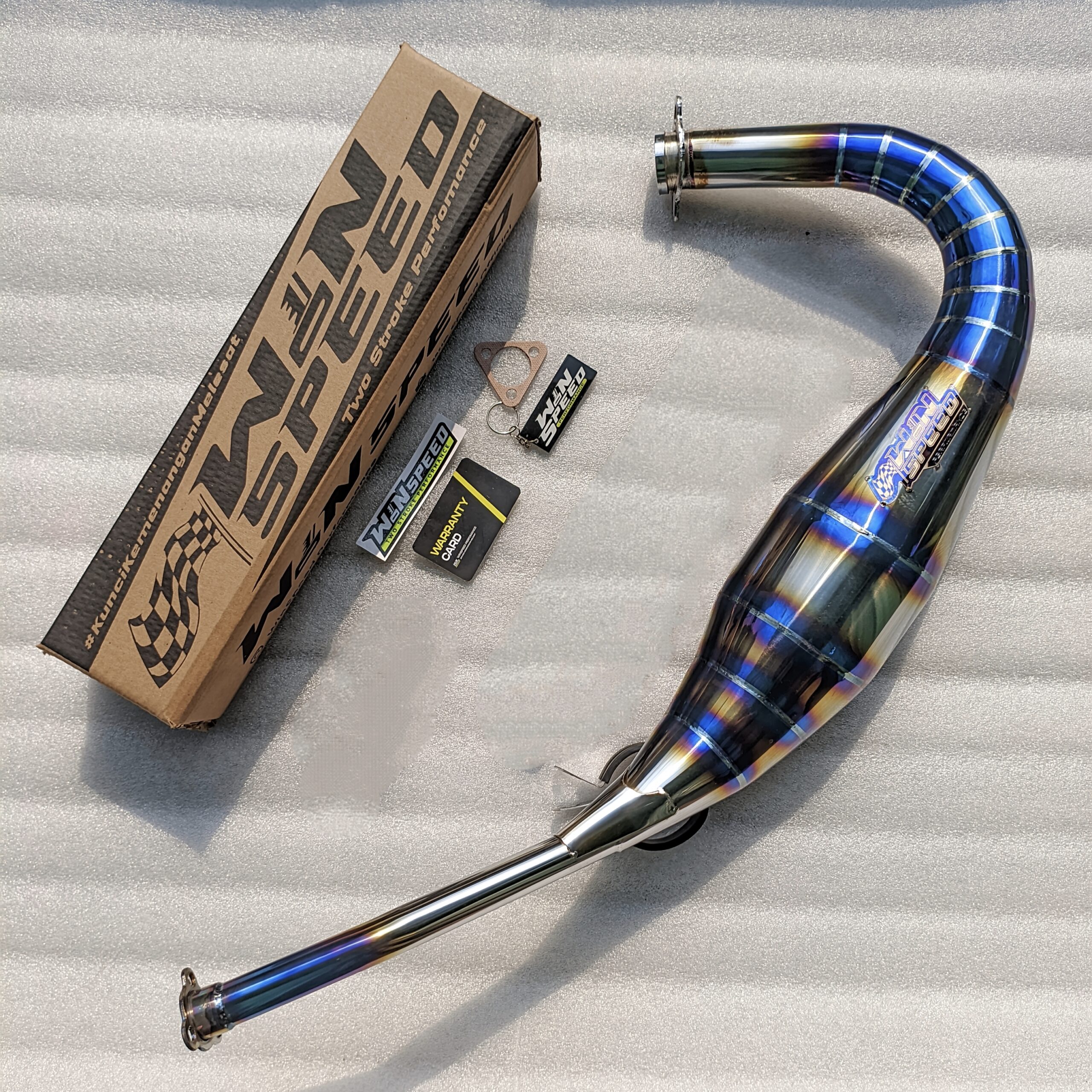 Set, Exhaust Chamber Stainless Half Blue REPSOL UNDERWEAR MODEL, Stainless , YAMAHA RX KING, RXS