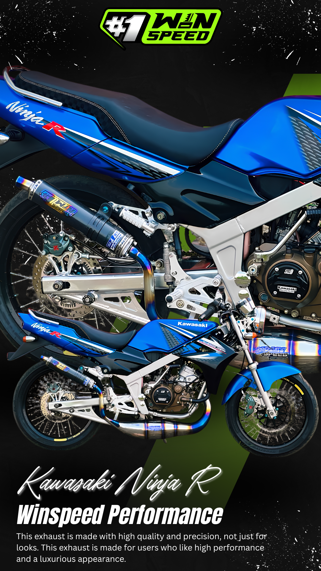 Fullsystem Silencers Carbon Plain Glossy, Exhaust Chamber Standar/Cobra/Super Cobra, Stainless Press Half Blue , KR150, KRR150, KRR150ZX, Serpico - Image 5