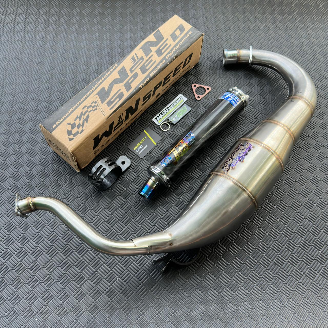 Fullsystem Silencers Carbon Plain Glossy , Exhaust Chamber Super Cobra, Stainless Press , KR150, KRR150, KRR150ZX, Serpico - Image 4