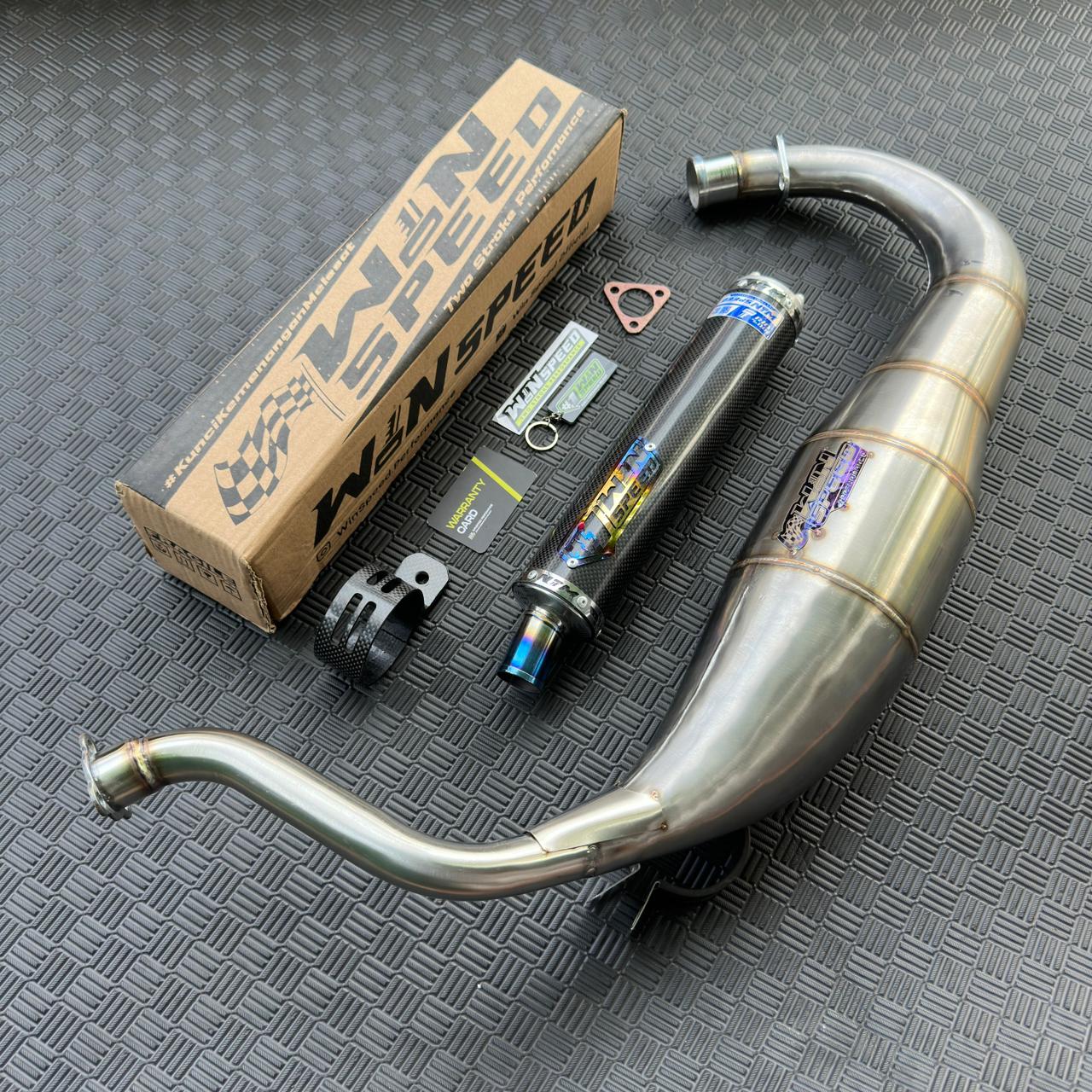 Fullsystem Silencers Carbon Plain Glossy , Exhaust Chamber Super Cobra, Stainless Press , KR150, KRR150, KRR150ZX, Serpico - Image 2