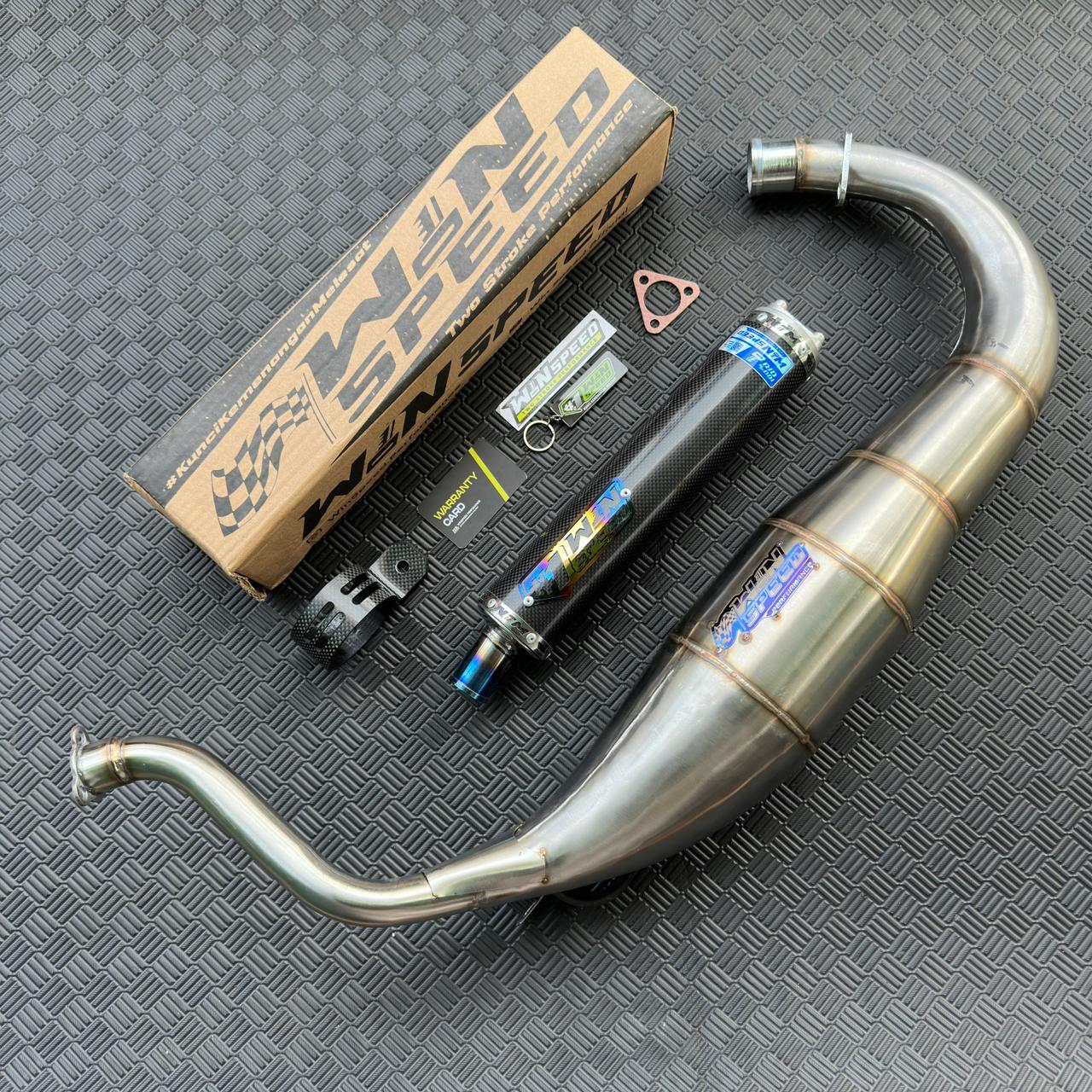 Fullsystem Silencers Carbon Plain Glossy , Exhaust Chamber Super Cobra, Stainless Press , KR150, KRR150, KRR150ZX, Serpico - Image 3