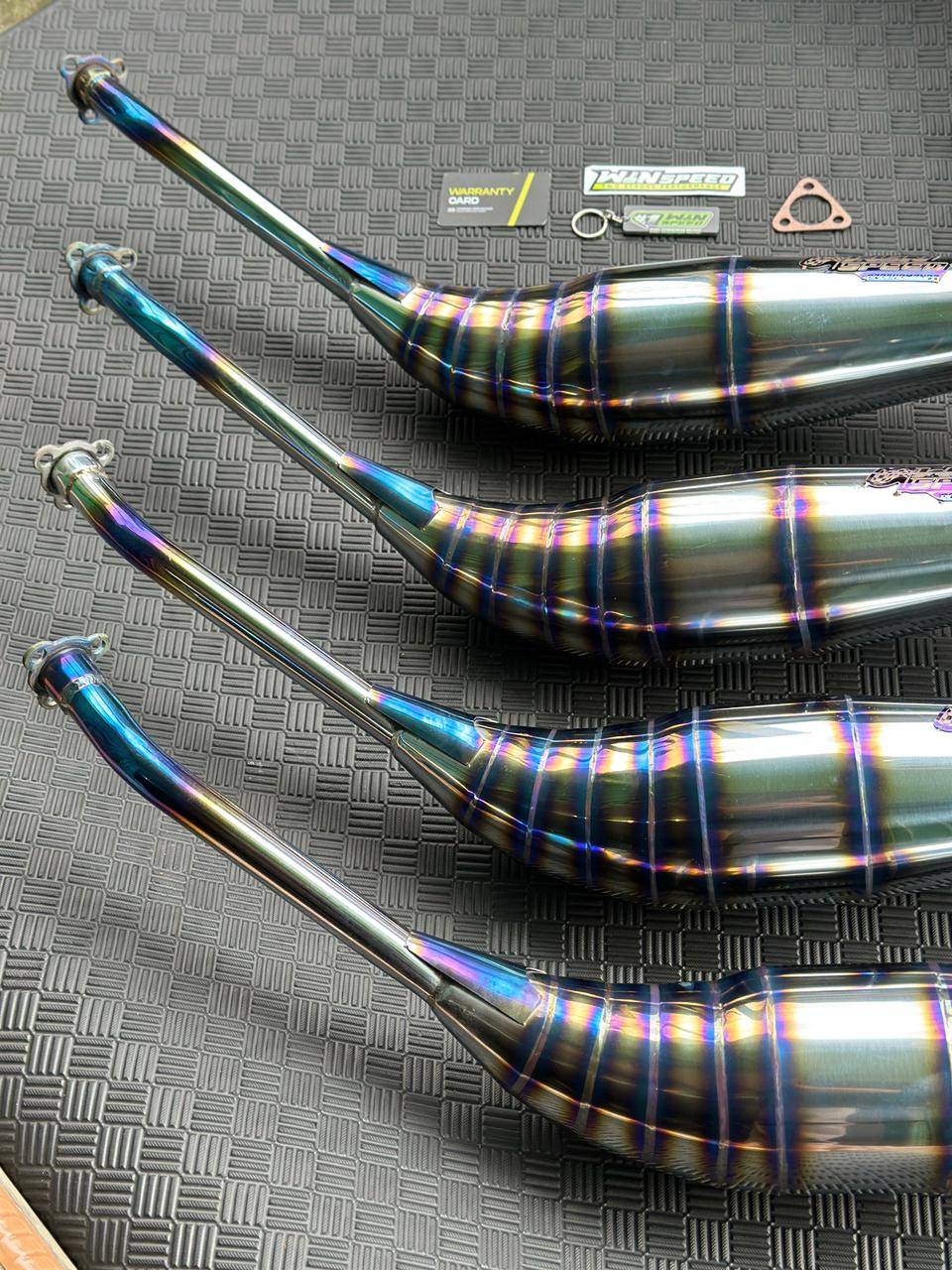 Set, Exhaust Chamber Stainless Half Blue PDK UNDERWEAR MODEL, Stainless , YAMAHA RX KING, RXS, RXT - Image 2
