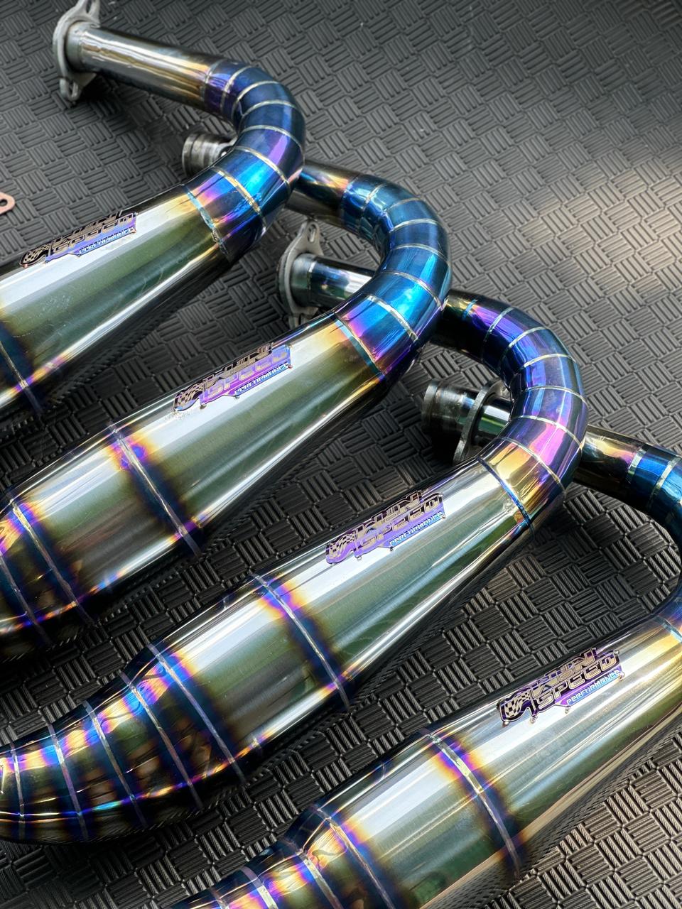 Set, Exhaust Chamber Stainless Half Blue PDK UNDERWEAR MODEL, Stainless , YAMAHA RX KING, RXS, RXT - Image 4